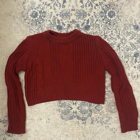 Cropped Turtleneck Red Sweater - Picture 1 of 2